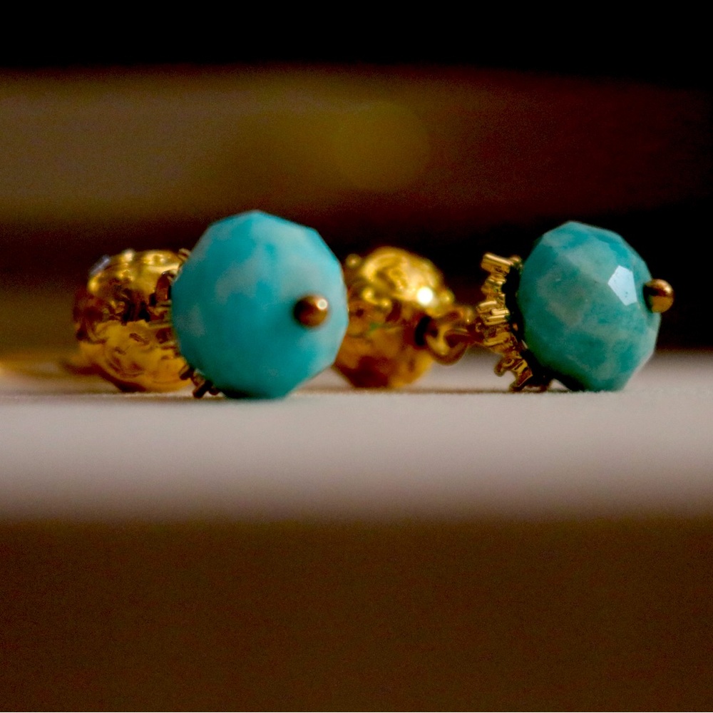 Gold Filled turquoise dangle earrings